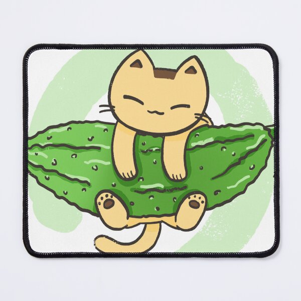 Item preview, Pudding the Cat Hugging Okinawan Goya – Cute Kawaii Illustration designed and sold by Sleepy-Town.