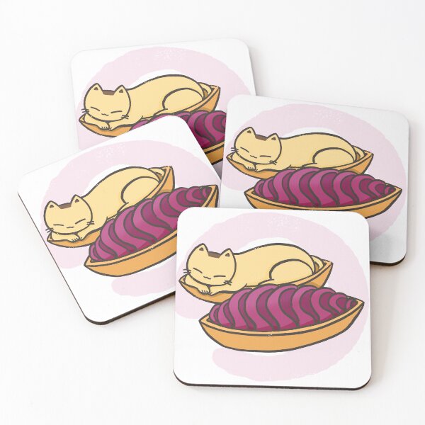 Item preview, Pudding the Cat with Okinawan Purple Sweet Potato – Cute Kawaii Illustration designed and sold by Sleepy-Town.