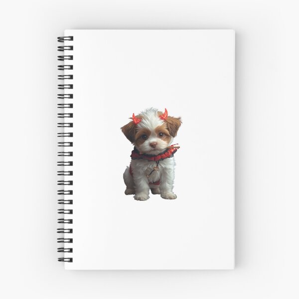 Item preview, Realistic Halloween Puppy in Devil Costume with Glowing Red Horns and Tail – Cute Spooky Vibes designed and sold by PixelVibe782.