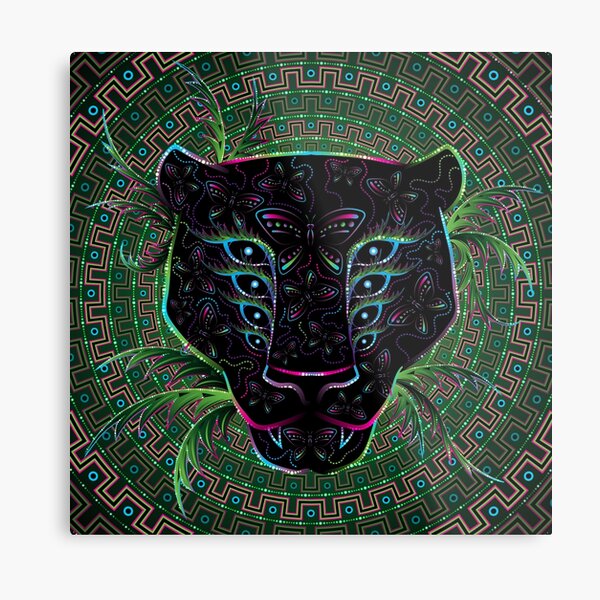 Psychedelic Ayahuasca Black Jaguar Spirit Shaman Animal Metal Print