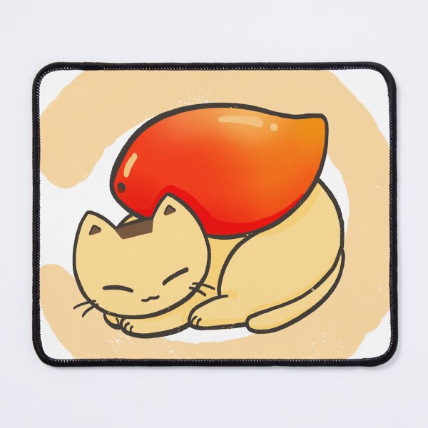 Item preview, Pudding the Cat with Mango – Cute Kawaii Tropical Illustration designed and sold by Sleepy-Town.