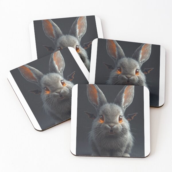 Item preview, Realistic Halloween Bunny with Vampire Fangs and Bat Wings – Cute Spooky Style with Glowing Eyes designed and sold by PixelVibe782.