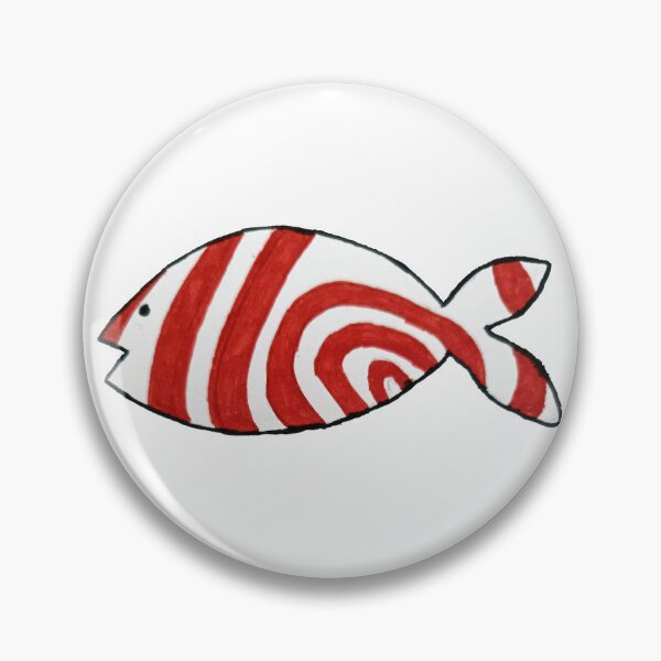Item preview, Whimsical Red and White Striped Fish designed and sold by DesignHavenCo.