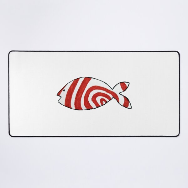 Item preview, Whimsical Red and White Striped Fish designed and sold by DesignHavenCo.