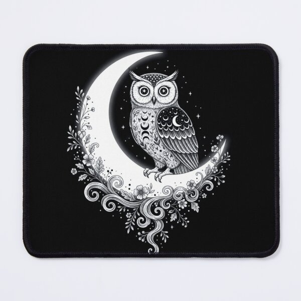 Item preview, Mystical Celestial Owl and Crescent Moon designed and sold by HashPlus.