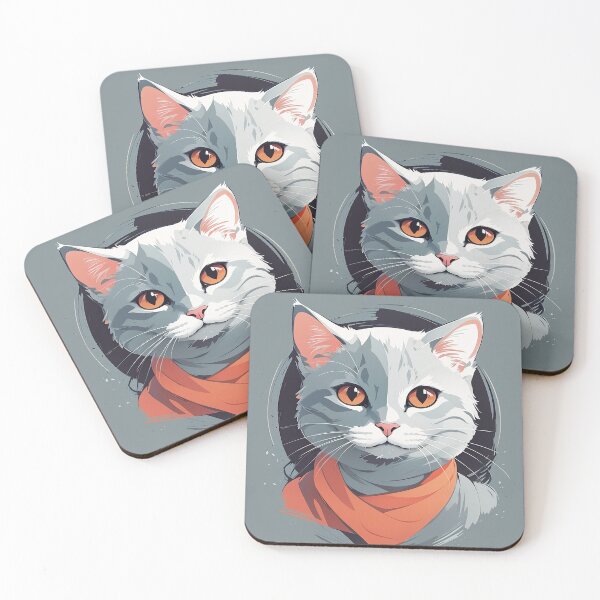 Item preview, Elegant Gray Cat Portrait with Orange Scarf   designed and sold by Rufusaso.