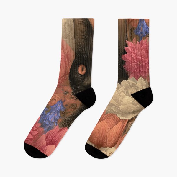 Item preview, Elegant Black Cat Surrounded by Colorful Blooms designed and sold by Moss and Moon Studio.