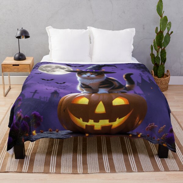 Item preview, Calico Witch Cat on a Pumpkin Under the Halloween Moon designed and sold by LEO'S CREATURE れおずくりーちゃー.