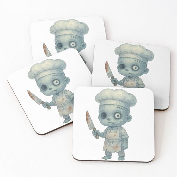 Item preview, Cute zombie chef holding bloody knife illustration designed and sold by ImagineCorner.
