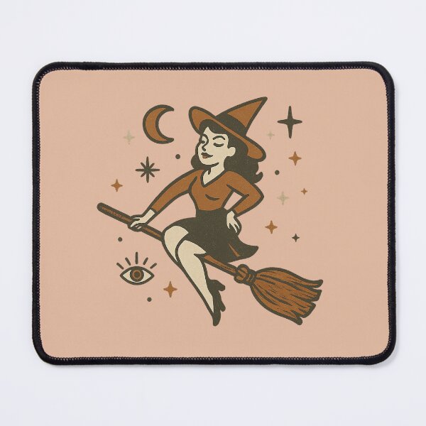 Item preview, Retro Witch on Broom – Vintage Mystical Style designed and sold by Bratak.