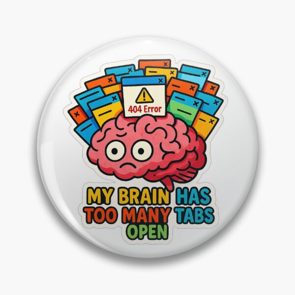 Item preview, My Brain Has Too Many Tabs Open Sticker – Funny Relatable Cartoon designed and sold by sticklab06.