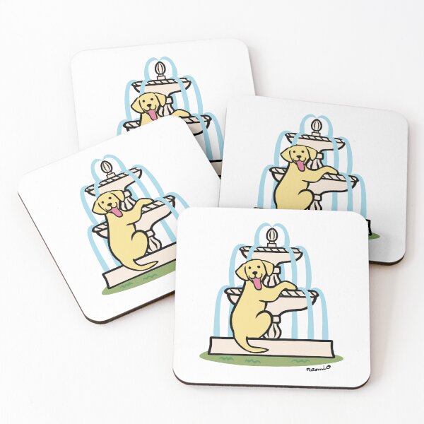 Item preview, Yellow Lab and Cool Fountain designed and sold by HappyLabradors.