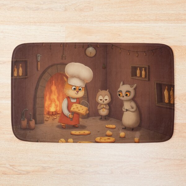 Item preview, Whimsical Cat Chef Baking Bread – Cozy Illustration designed and sold by Whimsical Hug.