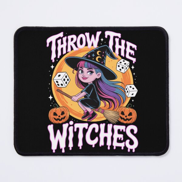 Item preview, THROW THE DICE WITCHES - Halloween Magic, Witch on Broomstick, Spooky Dice Game Art designed and sold by Marpin91.