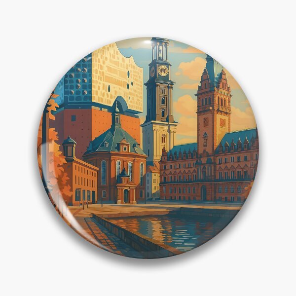 Artikelvorschau, Hamburg Germany Travel Art – Retro Autumn Dreams entworfen und verkauft von Earth Celebration Designs.