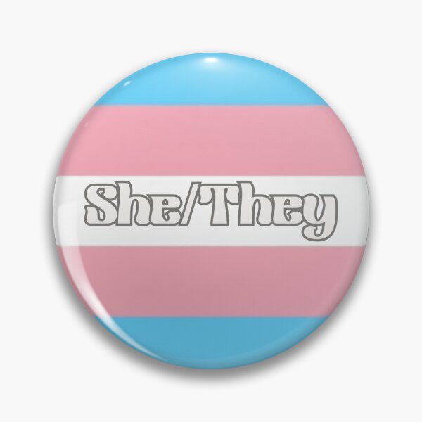 Item preview, She/They Transgender pronouns pin designed and sold by Uniiverseciity.