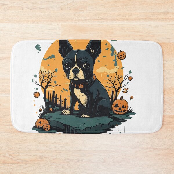 Item preview, Spooky Halloween Boston Terrier with Pumpkins designed and sold by PreciousBecV.