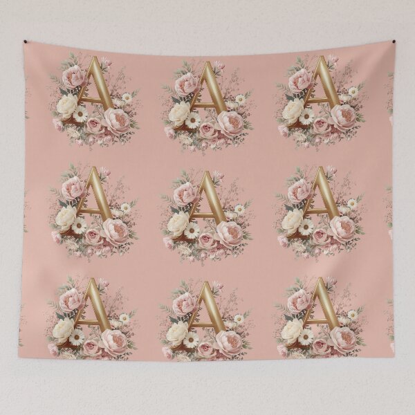 Item preview, Floral Monogram Letter A Wall Art – Elegant Gold Initial A with Roses & Peonies | Personalized Wedding Gift, Nursery Decor, Feminine Botanical Initial A Print designed and sold by AmenAlways.