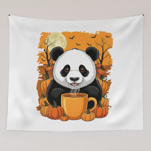 Item preview, Autumn Panda with Pumpkin Spice and Full Moon designed and sold by PreciousBecV.