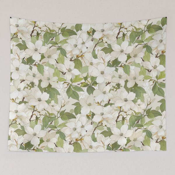 Item preview, Elegant Floral Pattern Featuring Soft White Blossoms and Green Leaves designed and sold by CoolPixels.