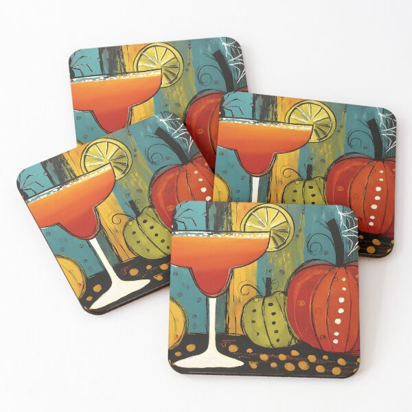 Item preview, Raise a Toast to Halloween with a Vibrant Margarita Pumpkins and Playful Spider designed and sold by OlfactoART Studio.