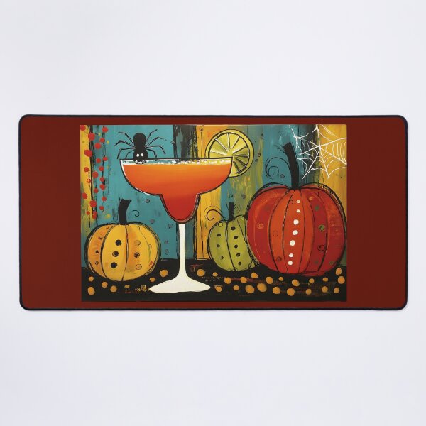 Item preview, Raise a Toast to Halloween with a Vibrant Margarita Pumpkins and Playful Spider designed and sold by OlfactoART Studio.