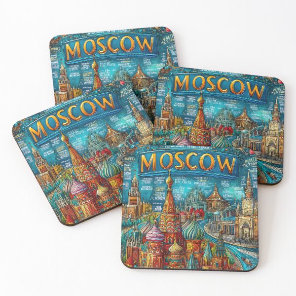 Item preview, Illustrated Map of Moscow's Iconic Landmarks designed and sold by Artessie.