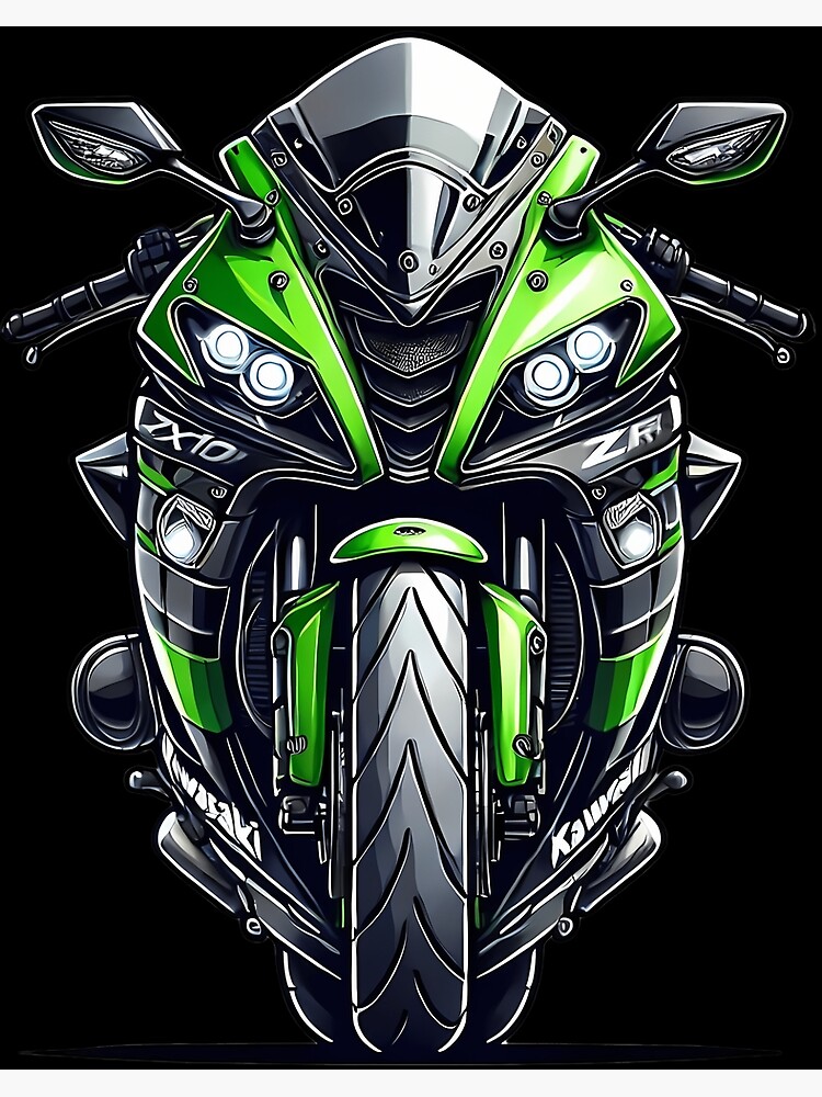 絵 2024 NINJA ZX-4RR なつかしカラーと猫イラスト - ネコバイク