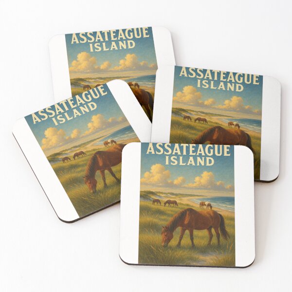 Item preview,  Wild Ponies Grazing on Assateague Island Shoreline designed and sold by Places On Earth.