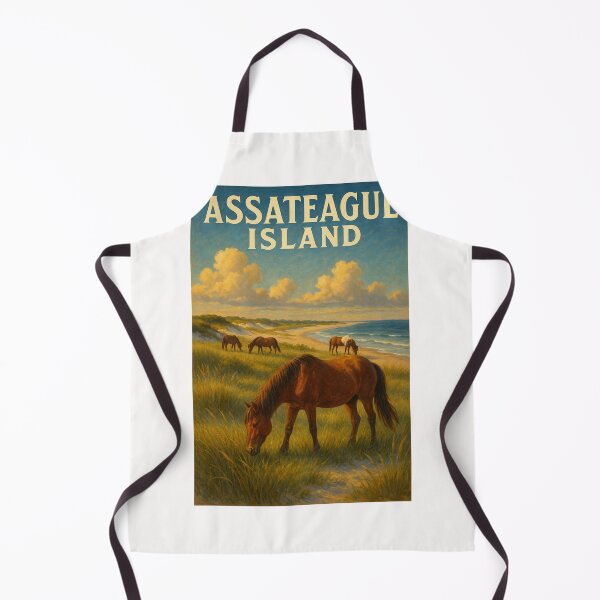 Item preview, Wild Ponies Grazing on Assateague Island Shoreline designed and sold by Places On Earth.