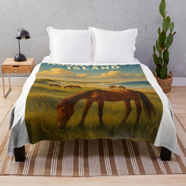 Item preview, Wild Ponies Grazing on Assateague Island Shoreline designed and sold by Places On Earth.
