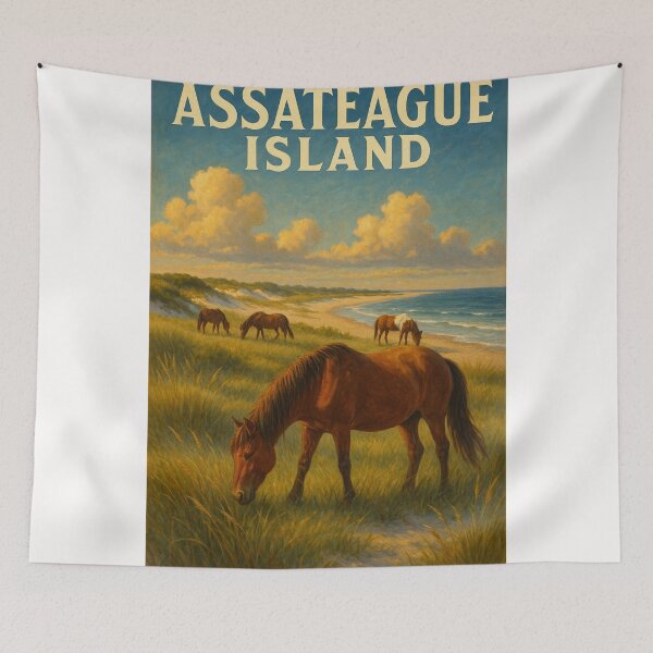 Item preview,  Wild Ponies Grazing on Assateague Island Shoreline designed and sold by Places On Earth.