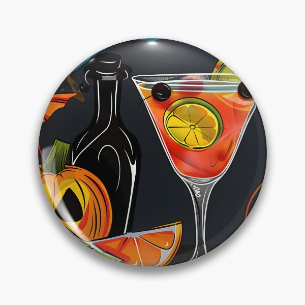 Item preview, Mixing Magic with Jack-o-Lantern Halloween Celebration- A Cocktail Garnished with Citrus Slices, Olives and Cherries designed and sold by OlfactoART Studio.