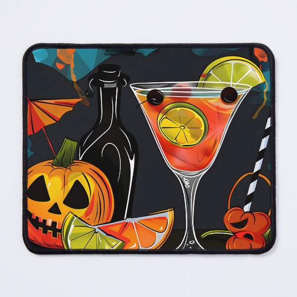 Item preview, Mixing Magic with Jack-o-Lantern Halloween Celebration- A Cocktail Garnished with Citrus Slices, Olives and Cherries designed and sold by OlfactoART Studio.
