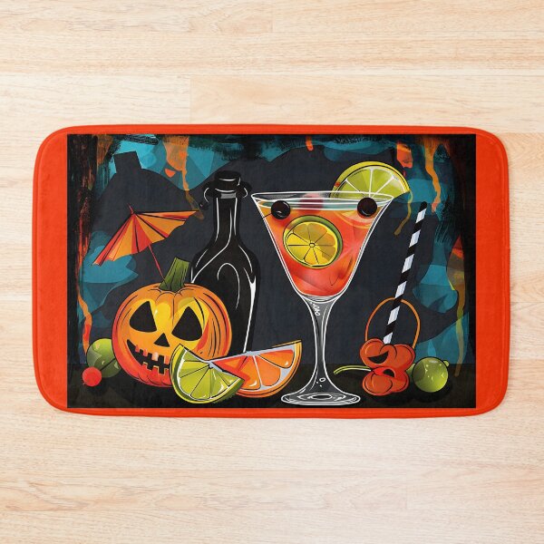 Item preview, Mixing Magic with Jack-o-Lantern Halloween Celebration- A Cocktail Garnished with Citrus Slices, Olives and Cherries designed and sold by OlfactoART Studio.
