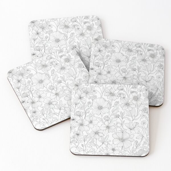 Item preview, Hand-Drawn Black and White Floral Pattern designed and sold by CoolPixels.
