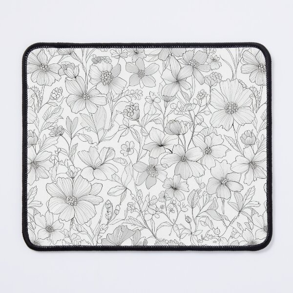 Item preview, Hand-Drawn Black and White Floral Pattern designed and sold by CoolPixels.