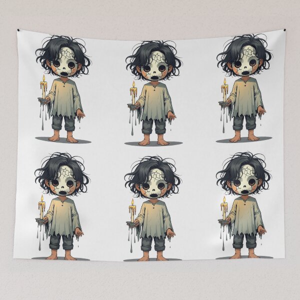 Item preview, Ghost boy with candle and cracked mask designed and sold by StormArte.
