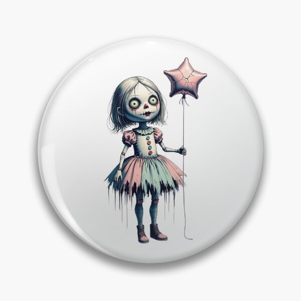 Artikelvorschau, Gruselige Puppe mit rosa Kleid und Sternenballon entworfen und verkauft von StormArte.