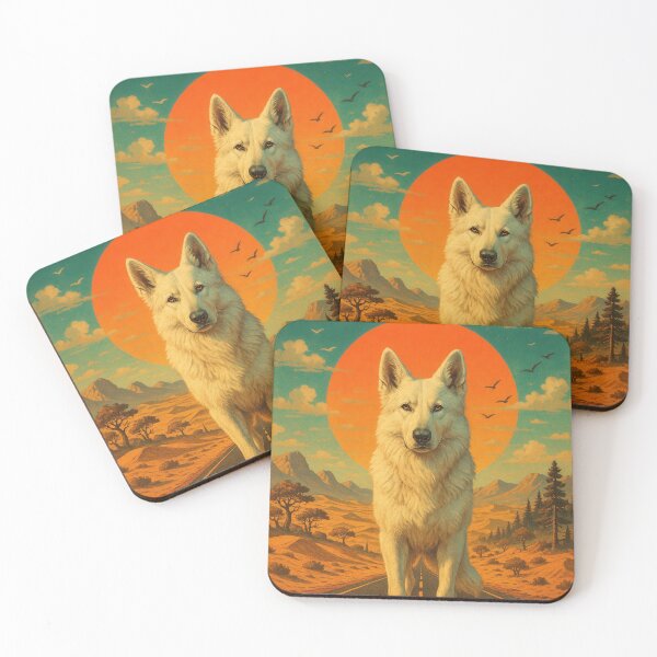 Item preview, Swiss Shepherd Retro Surreal Desert Poster designed and sold by Flying Doggo.