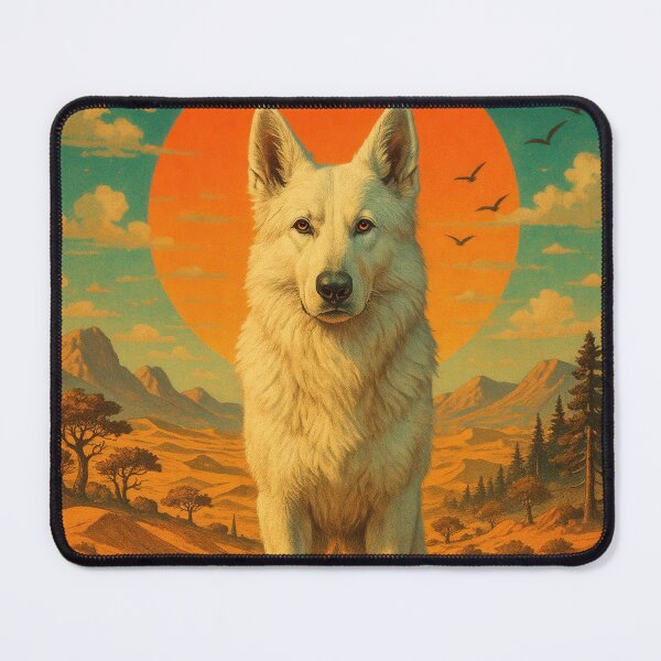 Item preview, Swiss Shepherd Retro Surreal Desert Poster designed and sold by Flying Doggo.