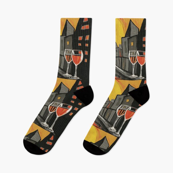 Item preview, Encounter a Giant Spider Over a Sunset Cityscape with Wine Glasses and Surreal Halloween Vibes designed and sold by OlfactoART Studio.