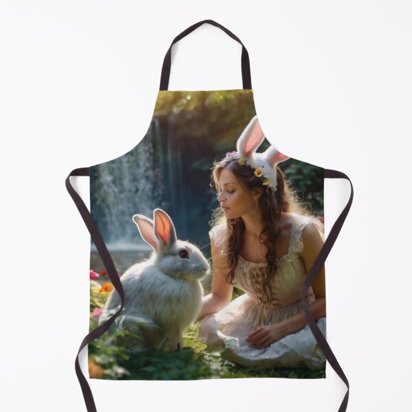Item preview, Lady and Rabbit in Enchanted Garden Scene designed and sold by BlareBlare.