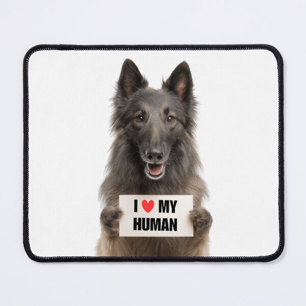 Item preview, Cute Belgian Sheepdog with Signboard I love my Human designed and sold by LazyOwlStore.