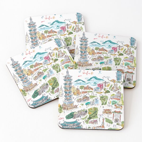 Item preview, Artistic Map of Taipei Highlighting Key Landmarks designed and sold by Artessie.