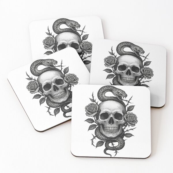 Item preview, Skull and Serpent with Roses designed and sold by Retrics Studio.