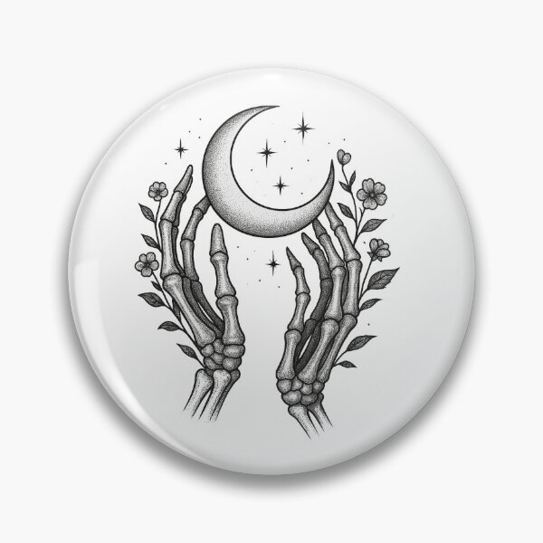 Item preview, Skeletal Hands Holding Crescent Moon designed and sold by Retrics Studio.