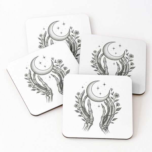 Item preview, Skeletal Hands Holding Crescent Moon designed and sold by Retrics Studio.