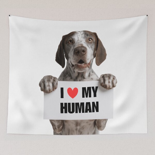 Item preview, Cute English Pointer dog with Signboard I love my Human  designed and sold by LazyOwlStore.