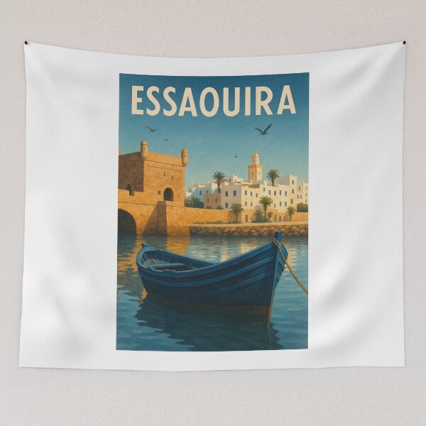 Item preview, Essaouira Morocco with Historic Seafront and Boat designed and sold by Aryabek.